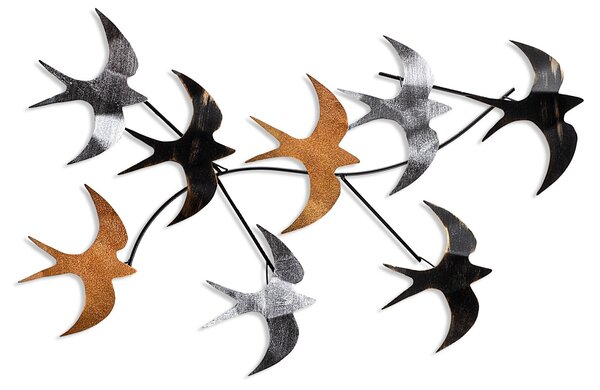 ASIR Nástěnná dekorace kovová FLYING BIRDS stříbrná a bronzová