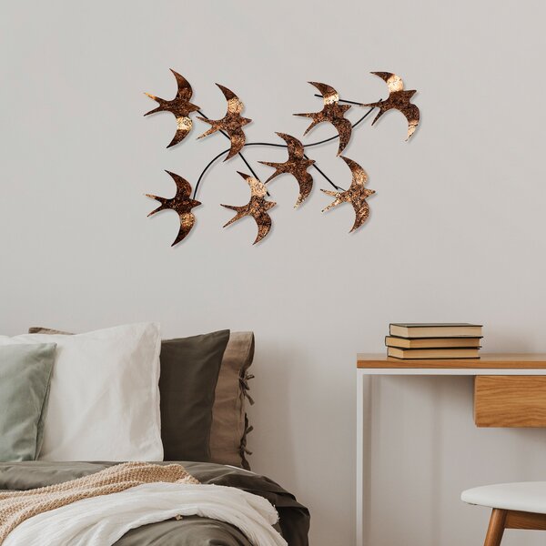 ASIR Nástěnná dekorace kovová FLYING BIRDS bronzová
