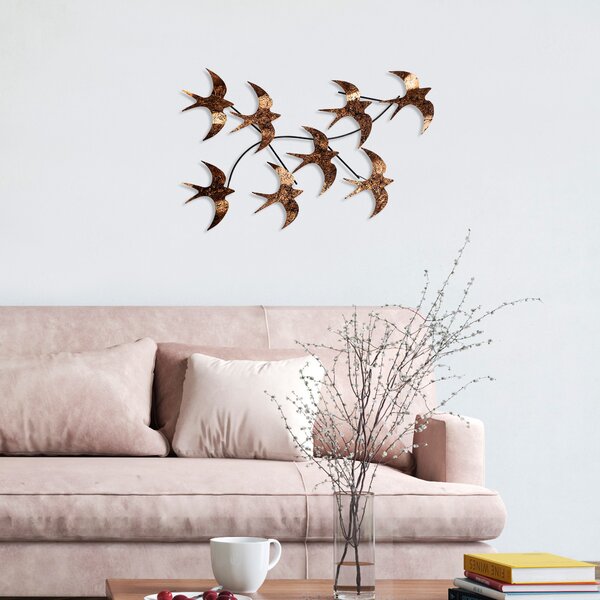 ASIR Nástěnná dekorace kovová FLYING BIRDS bronzová