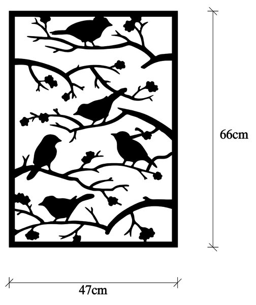 ASIR Nástěnná dekorace kovová TREE BRANCH BIRDS