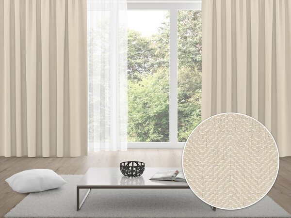 Biante 100% zatemňovací závěs Blackout BKM-305 Krémové cik-cak proužky - šířka 140 cm 140x140 cm