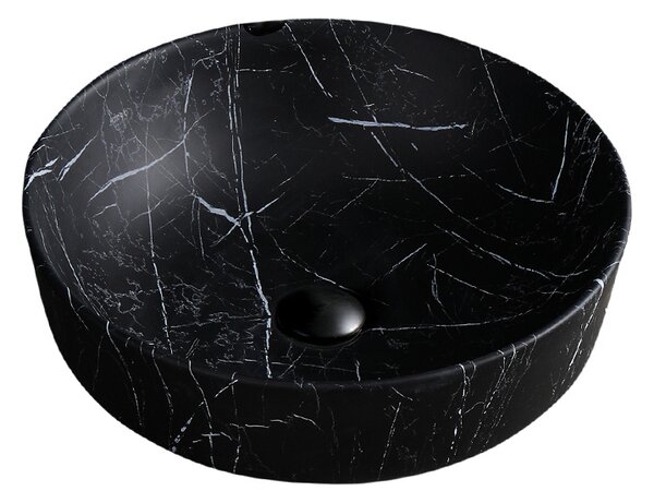 BPS-koupelny Keramické umyvadlo na desku FINO MTB MAR5 415 ⌀ 41,5 cm, černý mramor