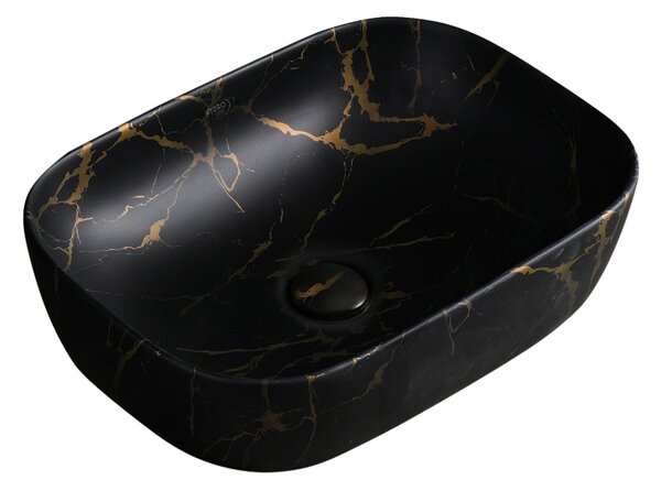 BPS-koupelny Keramické umyvadlo na desku MILO MTB MAR3 455 45,5x32,5 cm, černý mramor