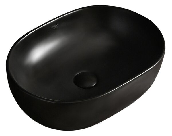 BPS-koupelny Keramické umyvadlo na desku MILO BL MAR4 455 44,5x32,5 cm, černý mramor
