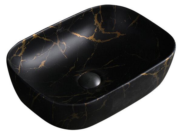 BPS-koupelny Keramické umyvadlo na desku MILO MTB MAR3 455 45,5x32,5 cm, černý mramor