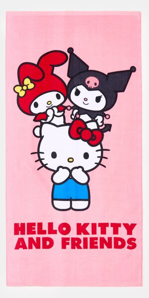 Sinsay - Bavlněný ručník Hello Kitty and Friends - pastelová růžová