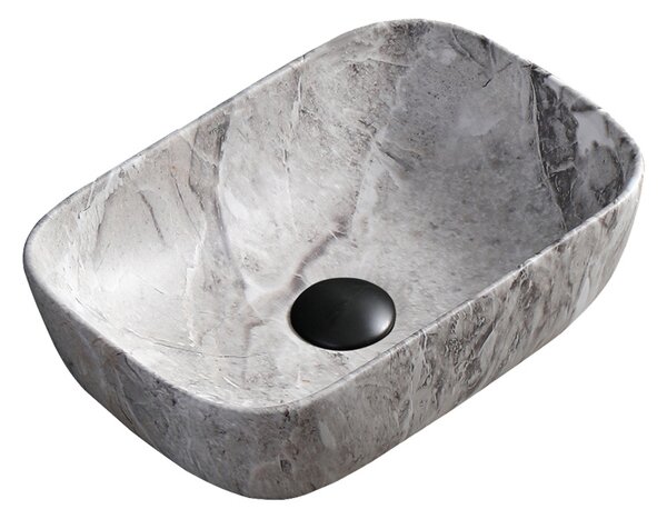 BPS-koupelny Keramické umyvadlo na desku MILO MAR2 370 37x25 cm, šedý mramor