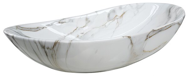 BPS-koupelny Keramické umyvadlo na desku LAVI MAR1 625 62,5x36 cm, bílý mramor