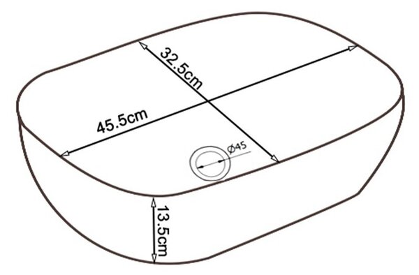 BPS-koupelny Keramické umyvadlo na desku MILO MTB MAR3 455 45,5x32,5 cm, černý mramor