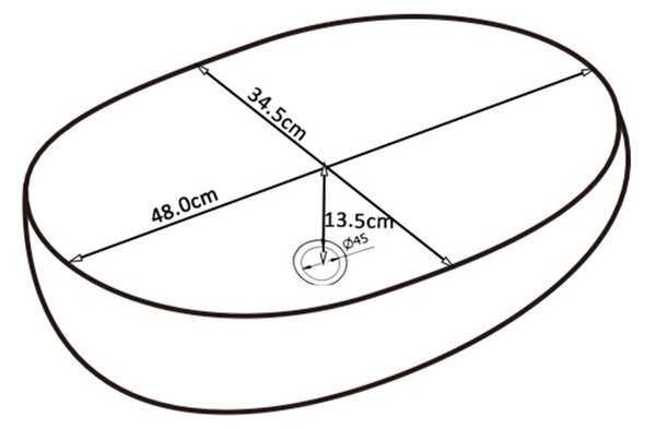 BPS-koupelny Keramické umyvadlo na desku NEO MTB 480 48x34,5 cm, černé matné