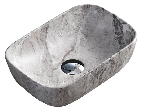 BPS-koupelny Keramické umyvadlo na desku MILO MAR2 370 37x25 cm, šedý mramor