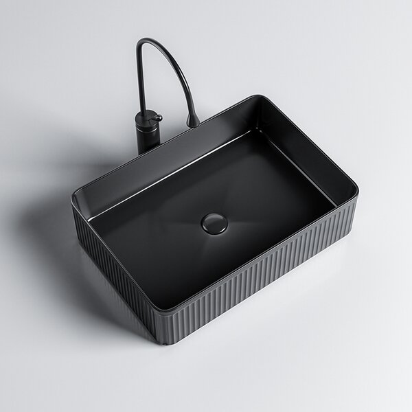 BPS-koupelny Keramické umyvadlo na desku AURA BL 500 50x34 cm, černé