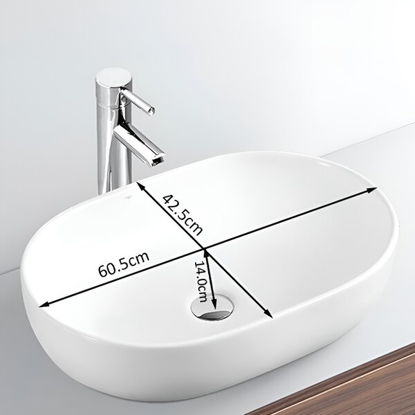 BPS-koupelny Keramické umyvadlo na desku NEO WH 605 60,5x42,5 cm, bílé