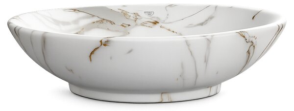 BPS-koupelny Keramické umyvadlo na desku LUMO MAR1 530 53x33 cm, bílý mramor