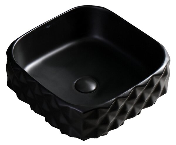 BPS-koupelny Keramické umyvadlo na desku PEARL MTB 400 40x40 cm, černé matné