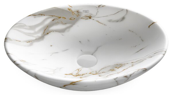BPS-koupelny Keramické umyvadlo na desku LUMO MAR1 530 53x33 cm, bílý mramor