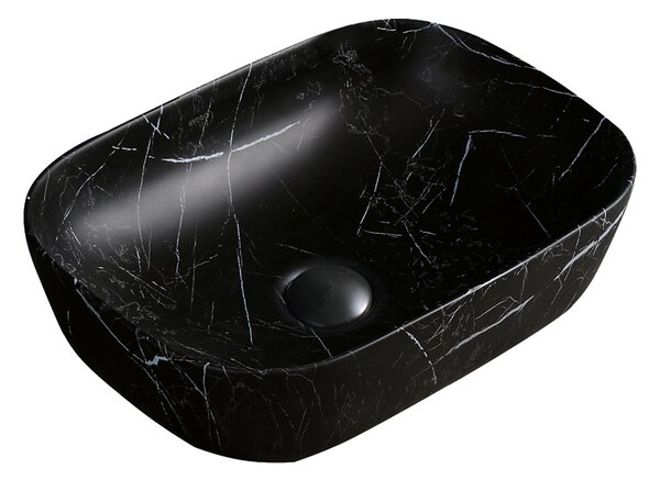 BPS-koupelny Keramické umyvadlo na desku MILO MAR5 455 45,5x32,5 cm, černý mramor