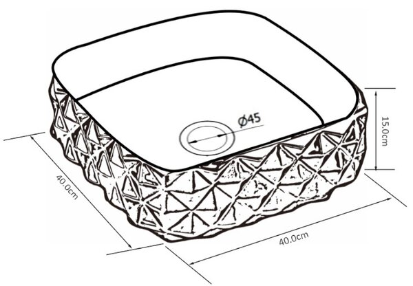 BPS-koupelny Keramické umyvadlo na desku PEARL WH GL 400 40x40 cm, bílá/zlatá