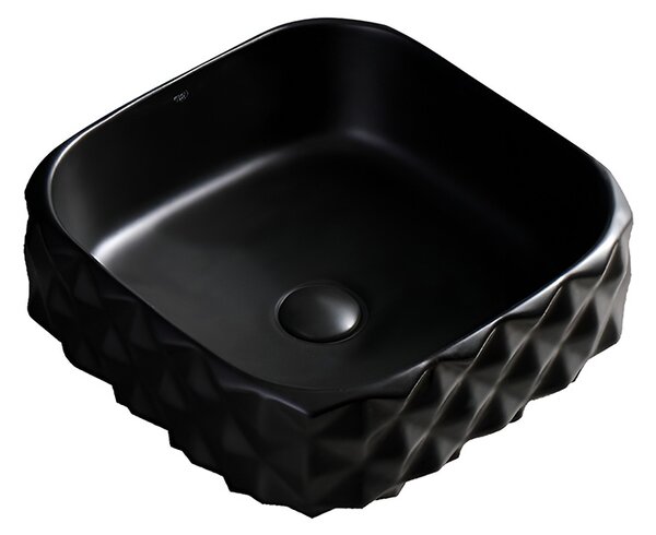 BPS-koupelny Keramické umyvadlo na desku PEARL MTB 400 40x40 cm, černé matné