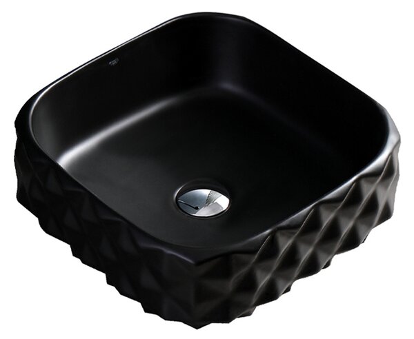 BPS-koupelny Keramické umyvadlo na desku PEARL MTB 400 40x40 cm, černé matné