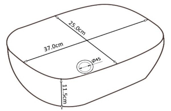 BPS-koupelny Keramické umyvadlo na desku MILO MTB 370 37x25 cm, černé matné