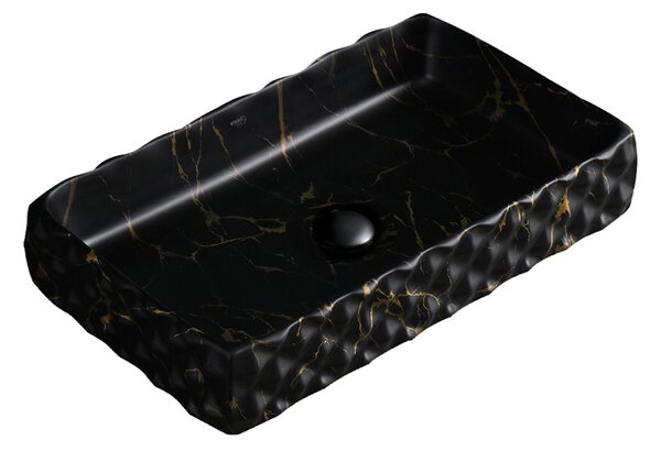 BPS-koupelny Keramické umyvadlo na desku PEARL MAR3 605 60,5x34 cm, černý mramor