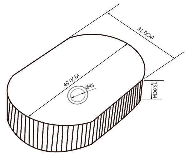 BPS-koupelny Keramické umyvadlo na desku ELIX BL 490 49x31 cm, černé lesklé
