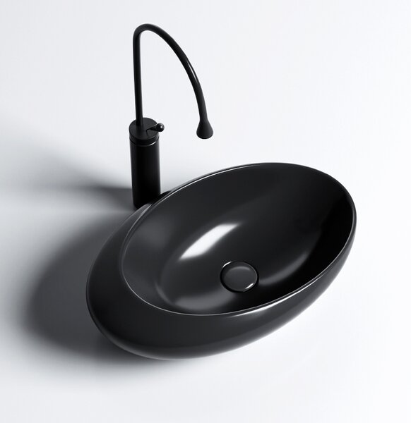 BPS-koupelny Keramické umyvadlo na desku EMMA BL 490 49x31 cm, černé