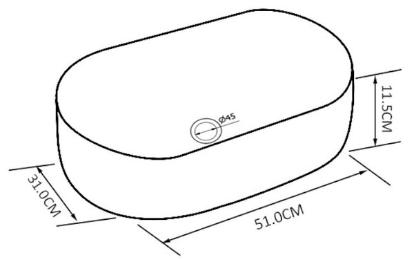 BPS-koupelny Keramické umyvadlo na desku NAVI WH 510 51x31 cm, bílé