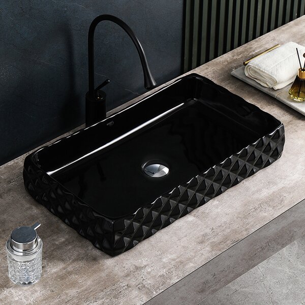 BPS-koupelny Keramické umyvadlo na desku PEARL BL 605 60,5x34 cm, černé