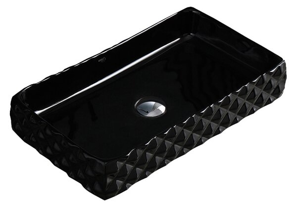 BPS-koupelny Keramické umyvadlo na desku PEARL BL 605 60,5x34 cm, černé