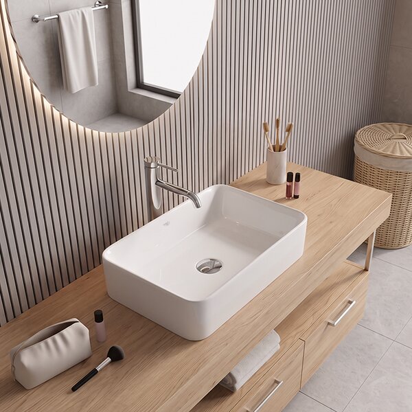 BPS-koupelny Keramické umyvadlo na desku LUXO WH 410 41x31 cm, bílé