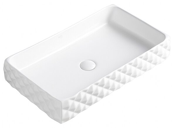 BPS-koupelny Keramické umyvadlo na desku PEARL WH 605 60,5x34 cm, bílé struktura