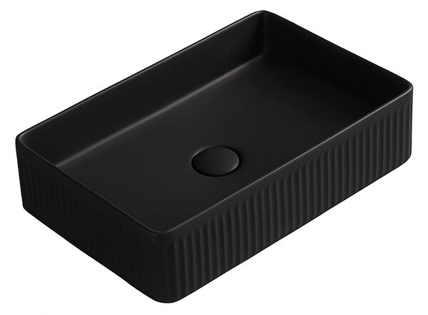 BPS-koupelny Keramické umyvadlo na desku AURA BL 500 50x34 cm, černé matné