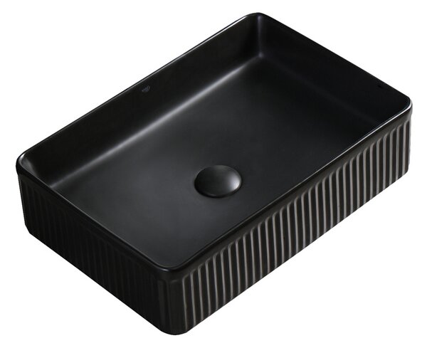 BPS-koupelny Keramické umyvadlo na desku AURA BL 500 50x34 cm, černé matné