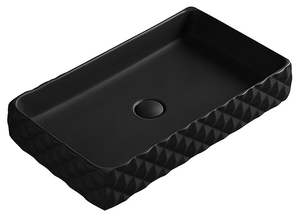 BPS-koupelny Keramické umyvadlo na desku PEARL MTB 605 60,5x34 cm, černé matné