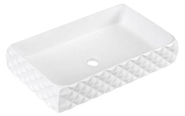 BPS-koupelny Keramické umyvadlo na desku PEARL WH 605 60,5x34 cm, bílé struktura