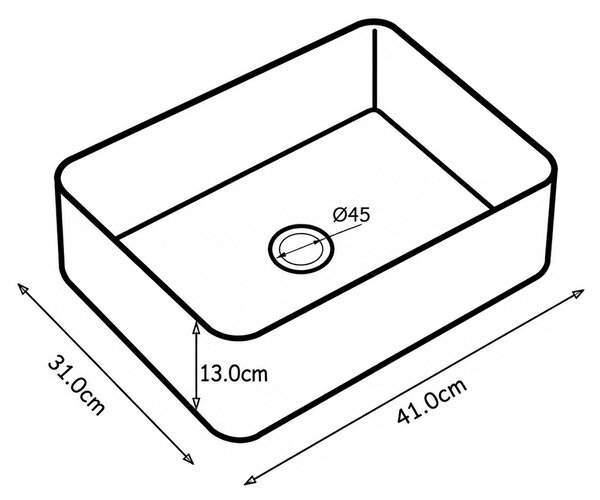 BPS-koupelny Keramické umyvadlo na desku LUXO WH 410 41x31 cm, bílé