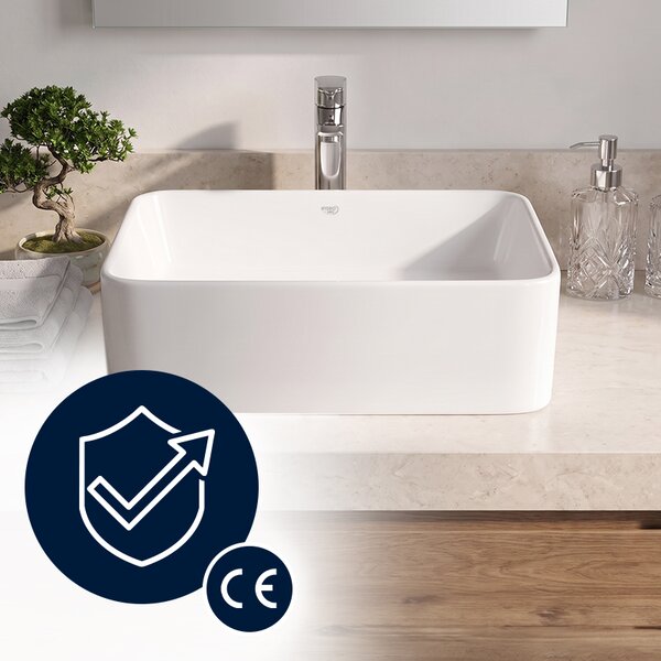 BPS-koupelny Keramické umyvadlo na desku LUXO WH 410 41x31 cm, bílé
