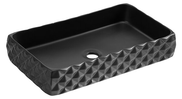 BPS-koupelny Keramické umyvadlo na desku PEARL MTB 605 60,5x34 cm, černé matné