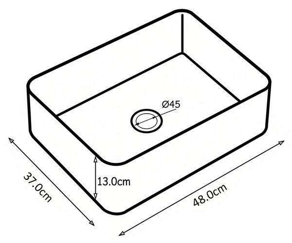 BPS-koupelny Keramické umyvadlo na desku LUXO WH 480 48x37 cm, bílé