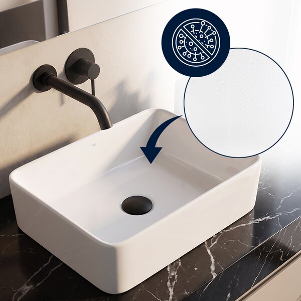 BPS-koupelny Keramické umyvadlo na desku LUXO WH 410 41x31 cm, bílé