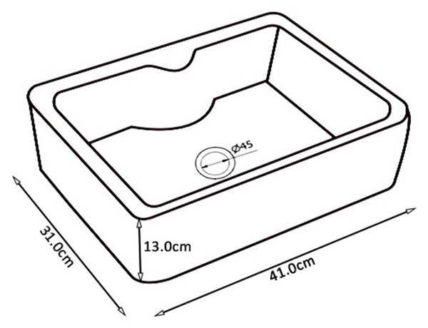 BPS-koupelny Keramické umyvadlo na desku ELISE WH 410 41x31 cm, bílé