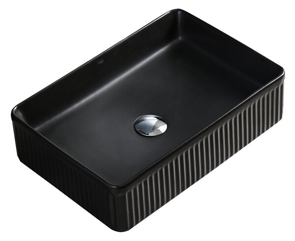 BPS-koupelny Keramické umyvadlo na desku AURA BL 500 50x34 cm, černé matné
