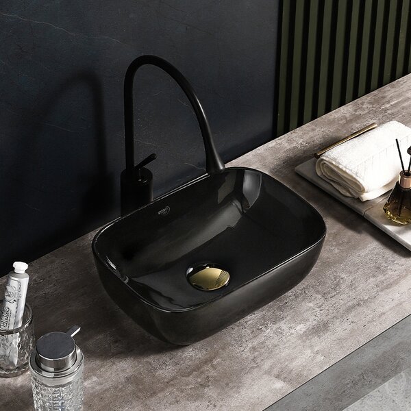 BPS-koupelny Keramické umyvadlo na desku MILO BL 370 37x25 cm, černé