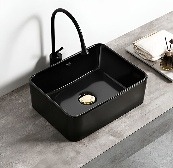 BPS-koupelny Keramické umyvadlo na desku LUXO BL 410 41x31 cm, černé