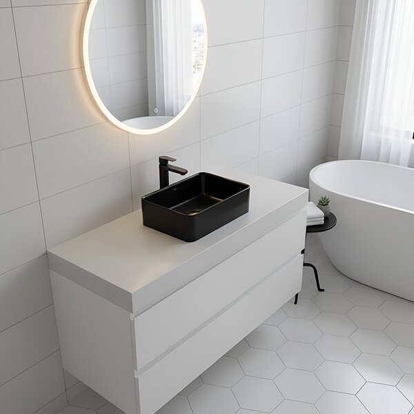 BPS-koupelny Keramické umyvadlo na desku LUXO BL 410 41x31 cm, černé