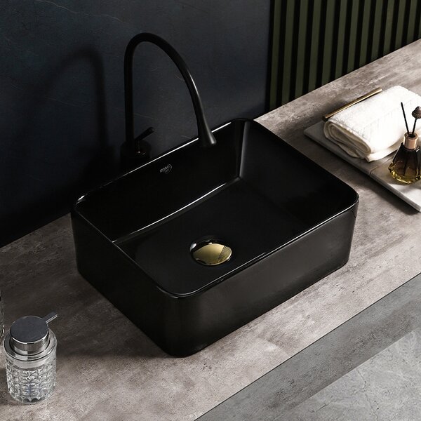 BPS-koupelny Keramické umyvadlo na desku LUXO BL 410 41x31 cm, černé