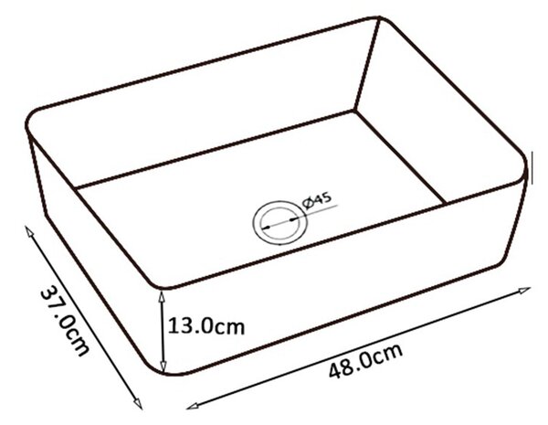 BPS-koupelny Keramické umyvadlo na desku LUXO WH GL 480 48x37 cm, bílá/zlatá