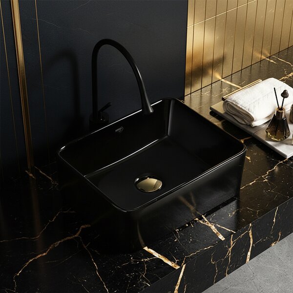 BPS-koupelny Keramické umyvadlo na desku LUXO BL 410 41x31 cm, černé